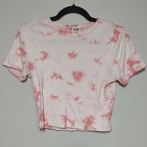 PINK Victoria's Secret Pink & White Tie-Dye Short Sleeve Tee